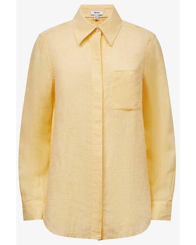 Reiss Campbell Linen Shirt - Yellow