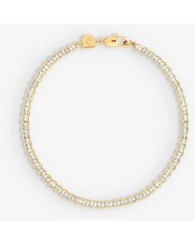 Astrid & Miyu Gleam Bold 18ct Yellow -plated Brass And Cubic-zirconia Tennis Bracelet - White