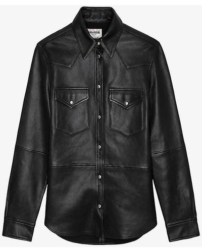 Zadig & Voltaire Thelma Two-pocket Leather Shirt - Black