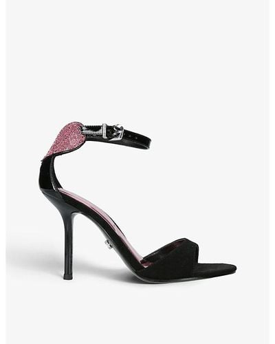 Carvela Kurt Geiger Amore Crystal-embellished Faux-leather Heeled Sandals - Black