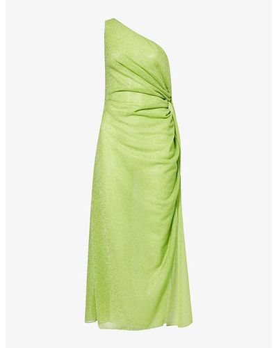 Oséree Lumiere Metallic Woven Midi Dress - Green