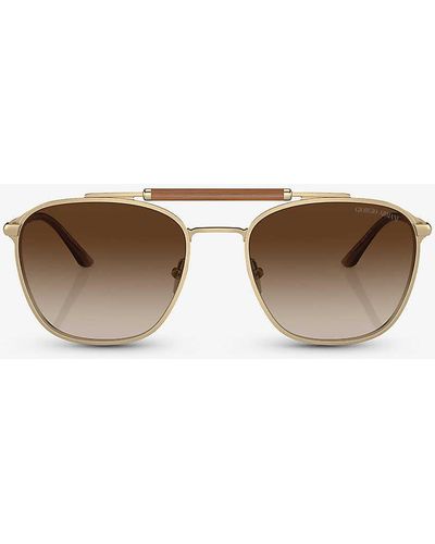 Giorgio Armani Ar6149 Square-frame Metal Sunglasses - Metallic
