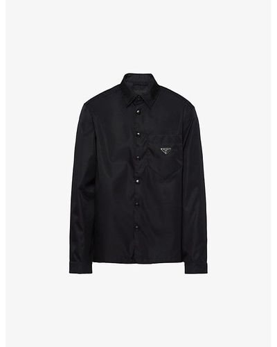 Prada Re-nylon Brand-plaque Recycled-polyamide Shirt Xx - Black