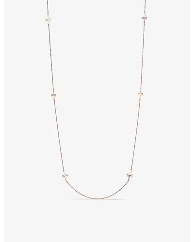 Tiffany & Co. Tiffany T 18ct Rose-gold, 0.67ct Diamond And Mother-of-pearl Station Necklace - White
