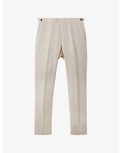 Reiss Kin Pressed-crease Slim-fit Linen Pants - Natural