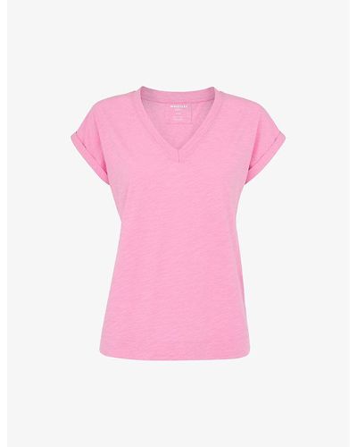 Whistles Willa Organic Cotton-jersey T-shirt - Pink