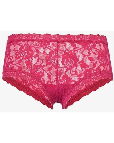 Hanky Panky Signature Mid-rise Lace Boyshort Briefs - Pink