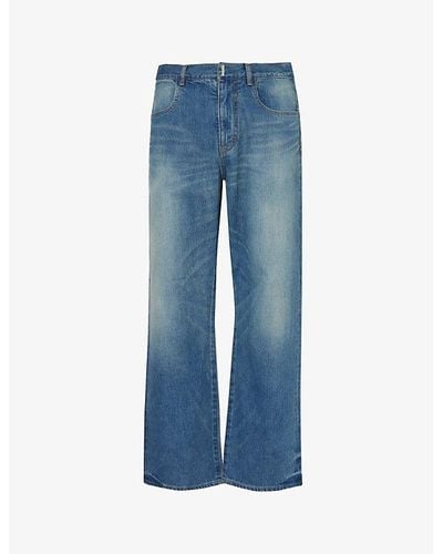 Givenchy Faded-wash Belt-loop Mid-rise Straight-leg Jeans - Blue