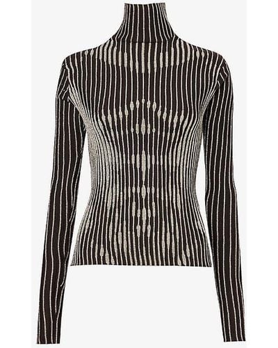 Jean Paul Gaultier Trompe L'oeil Slim-fit Wool Knitted Top - Black