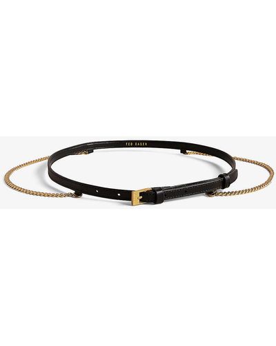 Ted Baker Chaique Chain-detail Leather Belt - White