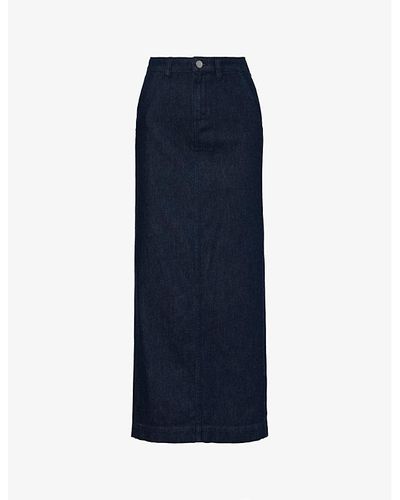 Theory A-line High-waisted Denim Maxi Skirt - Blue