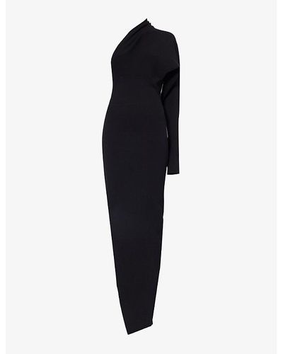 Rick Owens Asymmetric One-shoulder Stretch-woven Maxi Dress - Black