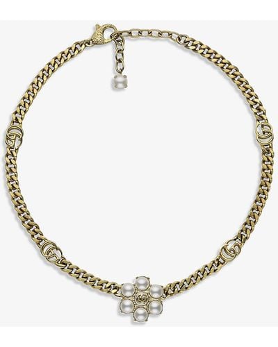 Gucci GG Marmont Faux-pearl Necklace - Metallic