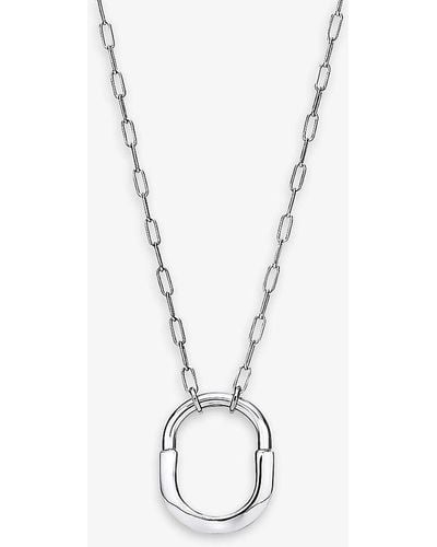 Tiffany & Co. Tiffany Lock Medium Rhodium-plated 18ct White-gold Pendant Necklace