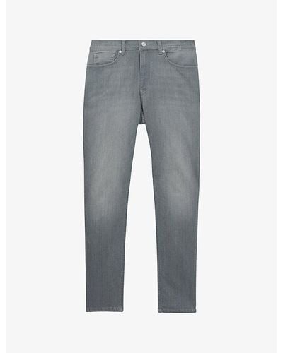 Reiss Harry Faded Slim-fit Stretch-denim Jeans - Grey