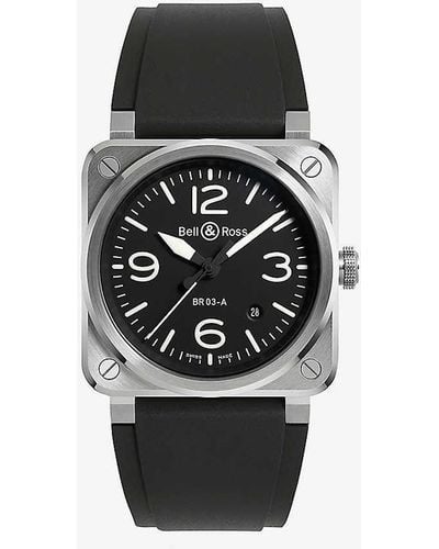 Bell & Ross Unisex Br03a-bl-st/srb Aviation Stainless-steel Automatic Watch - Black