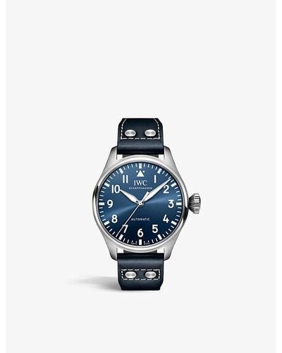 IWC Schaffhausen Iw329303 Big Pilot's Stainless-steel And Leather Automatic Watch - Blue