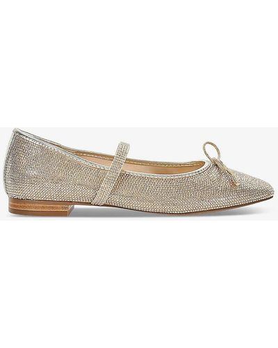 Dune Holly Crystal-embellished Woven Mary-jane Court Shoes - White