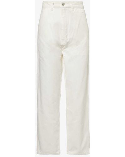 HOMMEGIRLS Straight-leg High-rise Cotton-canvas Trousers - White