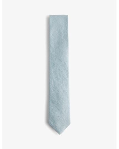 Ted Baker Textured-weave Silk And Linen Tie - Blue
