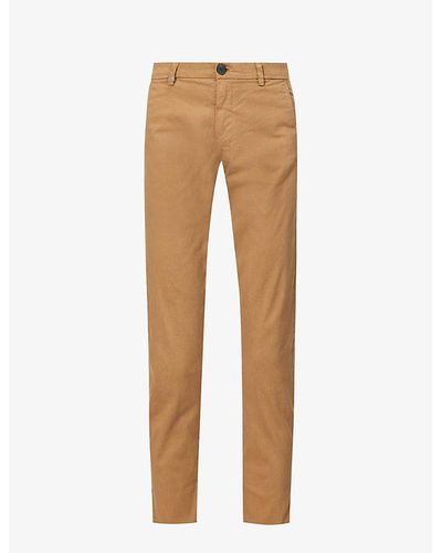 IKKS Regular-fit Straight-leg Stretch-cotton Trousers - Natural