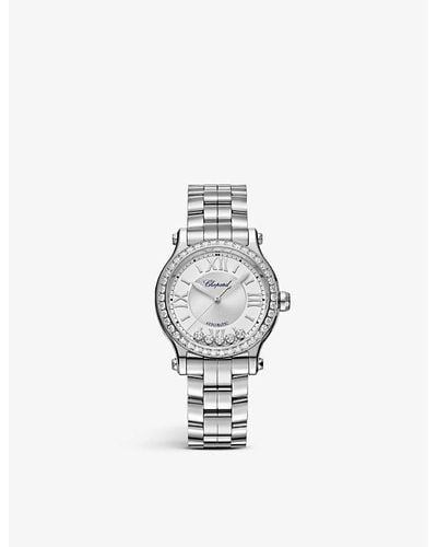 Chopard 278608-3004 Happy Sport Stainless-steel And 1.49ct Diamond Self-winding Mechanical Watch - White