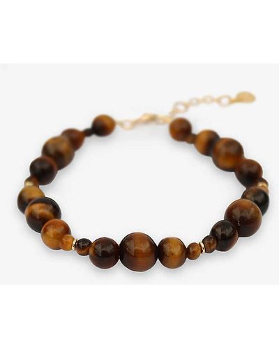 The Alkemistry Boba Brown Sugar 18ct Yellow-gold And Tiger's Eye Beaded Bracelet - Multicolour