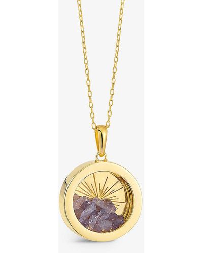 Rachel Jackson Sunburst Amulet Medium 22ct Gold-plated Sterling Silver And Tanzanite Necklace - Metallic