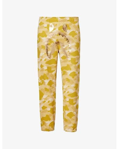 A Bathing Ape Shark Camo-print Cotton-jersey jogging Bottoms - Yellow