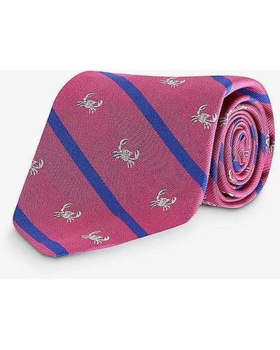 Polo Ralph Lauren Striped Wide-blade Silk Tie - Purple