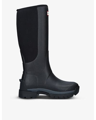 HUNTER Field Balmoral Hybrid Tall Rubber Boots - Black