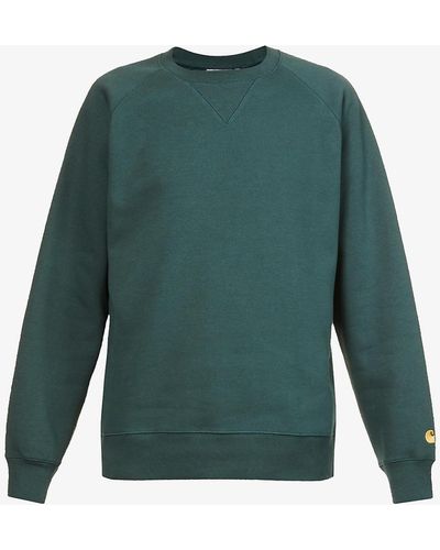 Carhartt Chase Brand-embroidered Cotton-jersey Sweatshirt - Green