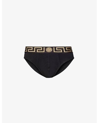 Versace Logo-waistband Stretch-cotton Briefs Xx - Black