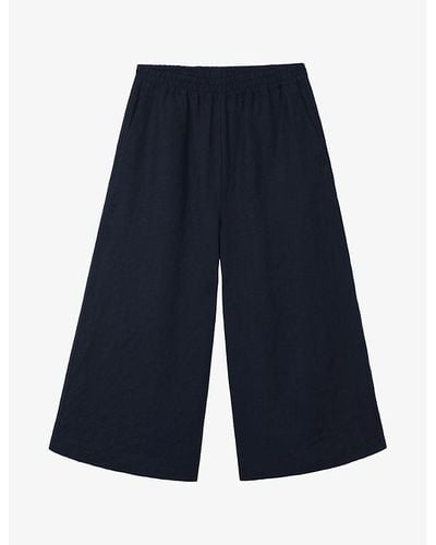 The White Company Vy Wide-leg High-rise Linen Culottes - Blue