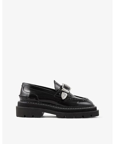 Sandro Deilan Buckle Embellished Leather Loafers - Black
