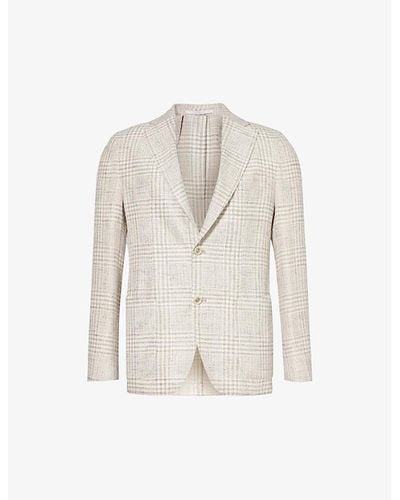 Eleventy Checked Single-breasted Regular-fit Woven Blazer - White