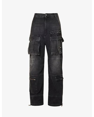 Sportmax Giraffa Patch-pocket Straight-leg Mid-rise Jeans - Black