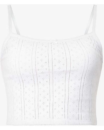 Cou Cou Intimates Pointelle Cropped Organic-cotton Top - White