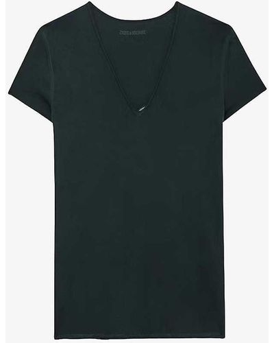 Zadig & Voltaire Story V-neck Graphic-print Cotton T-shirt - Black