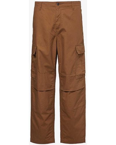 Carhartt Brand-appliqué Straight-leg Cotton Cargo Trousers X - Brown