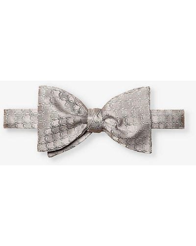 Eton Geometric-pattern Silk Bow Tie - Grey