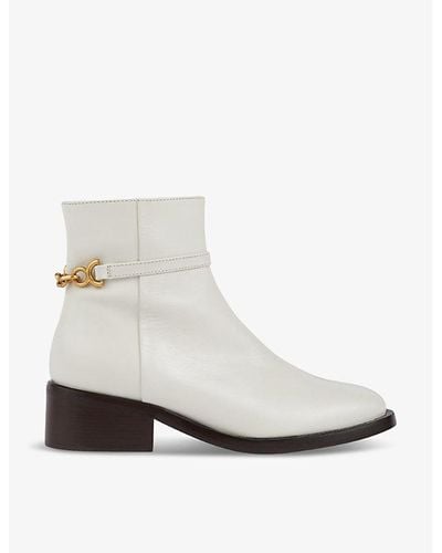 LK Bennett Lola Chain-embellished Leather Ankle Boots - White