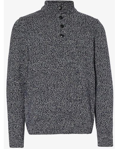 Barbour Button-fastened Regular-fit Cotton And Wool-blend Jumper - Grey