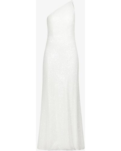 Jenny Yoo Zara One-shoulder Sequin Gown - White