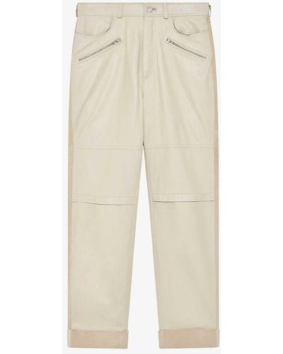 IRO Aysel Zip-embellished Straight-leg Mid-rise Leather Trousers - Natural