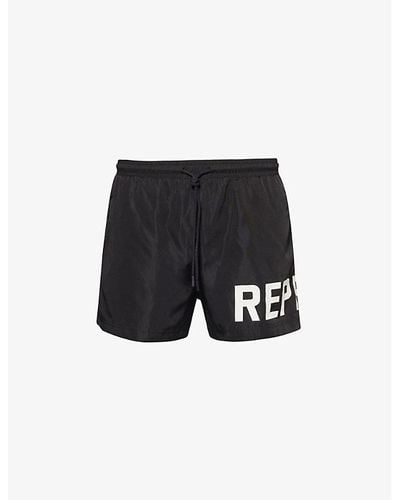 Represent Brand-print Regular-fit Swim Shorts Xx - Black