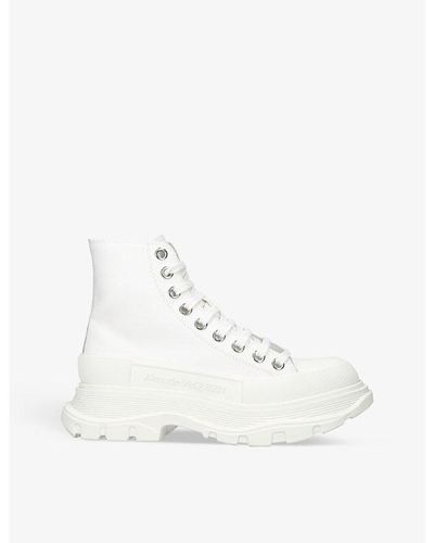 Alexander McQueen Tread Slick Canvas Ankle Boots - White