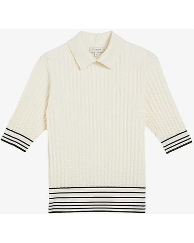 Ted Baker Morliee Puff-sleeve Knitted Jumper - White