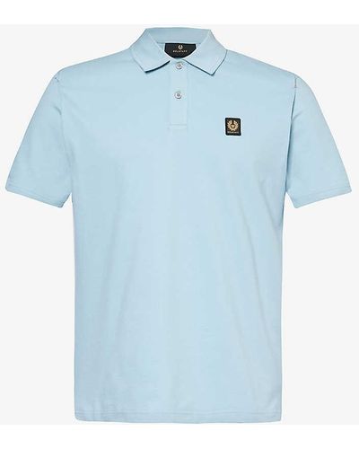 Belstaff Brand-patch Short-sleeved Cotton-jersey Polo Shirt - Blue