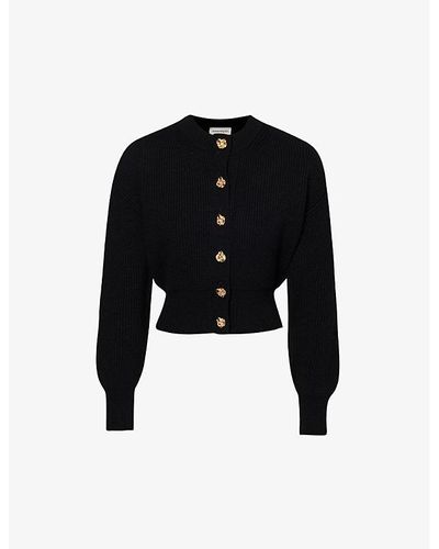 Alexander McQueen Button-embellished Cashmere And Wool-blend Knitted Cardigan - Black